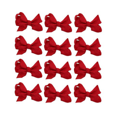 Motique Accessories small solid red bow clip close-up for daily outfits.