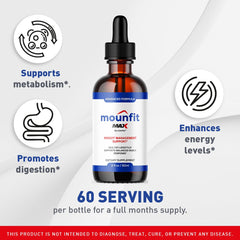 Back of Mounfit Drops Max bottle showing supplement facts