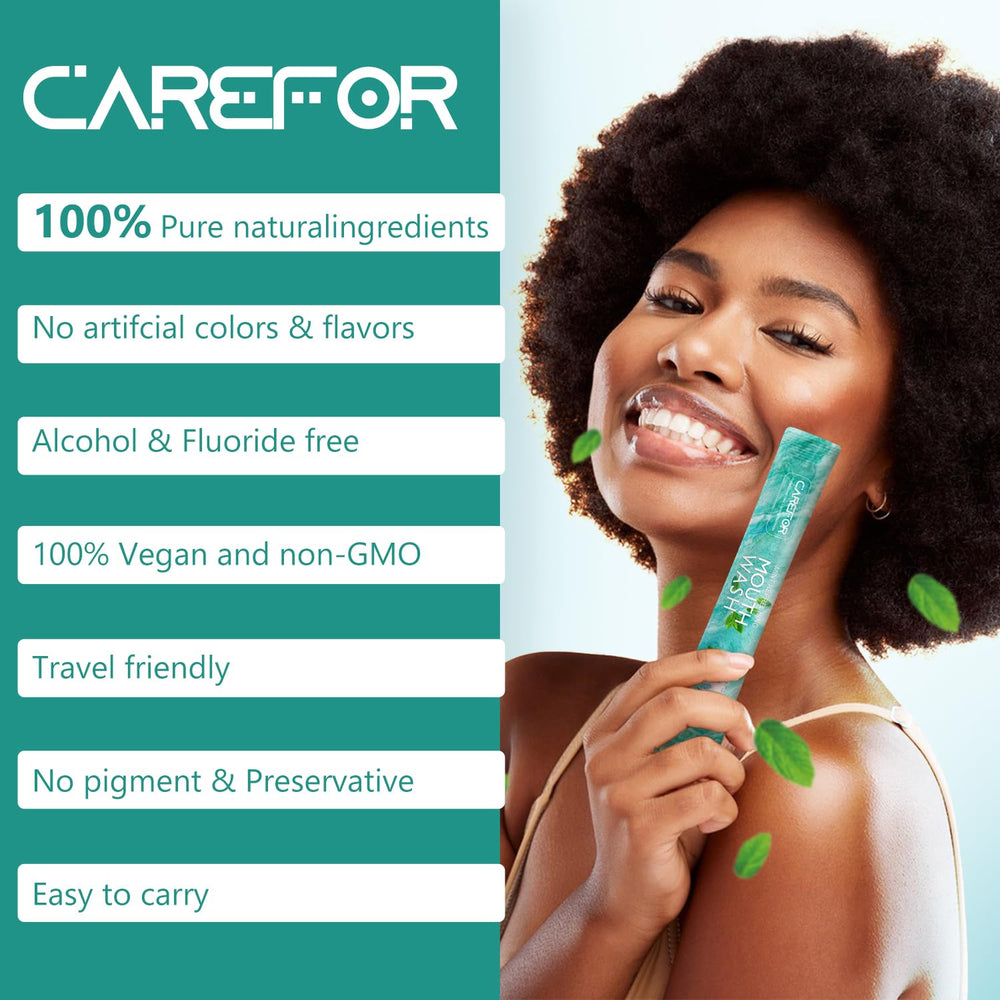 Mint flavor mouthwash sachets ideal for on-the-go