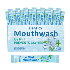 Hero image of travel-size ice mint alcohol-free mouthwash packets