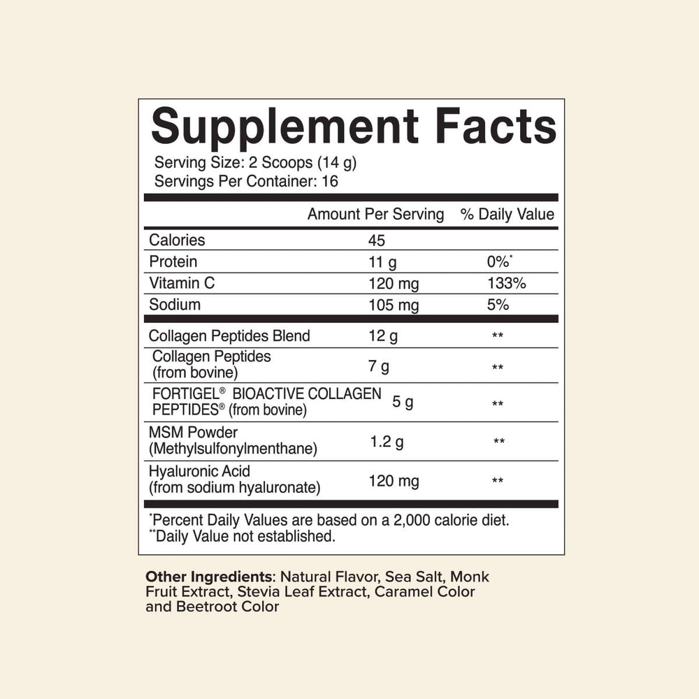 Nutrition facts panel and allergen information on the bottle