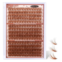 MOWOT brown lash clusters in fluffy wispy style for natural enhancement daily wear.
