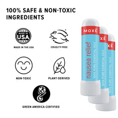 MOXE Nausea Inhaler Stick usage demonstration for quick, gentle inhalation.