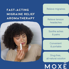MOXE peppermint oil closeup inhaler, quick-refresh for tense headaches.