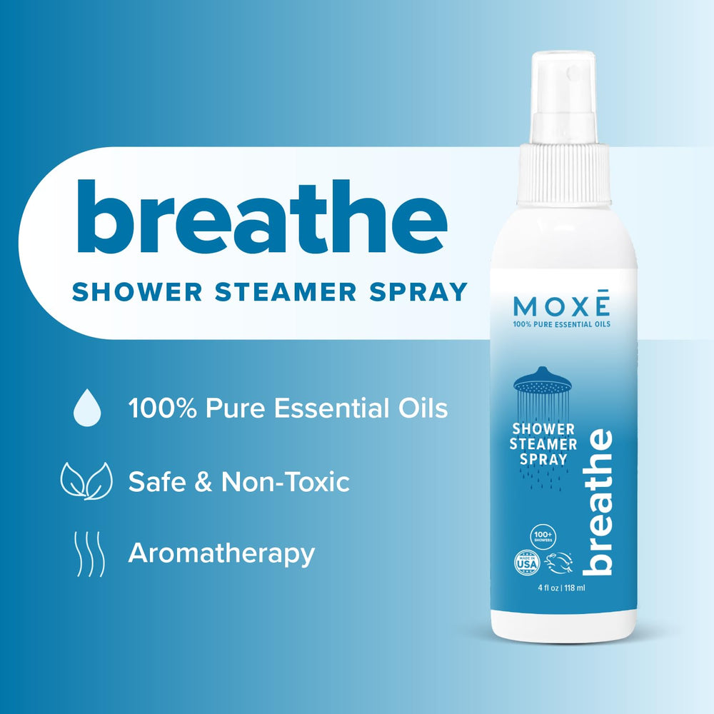 Breathe Shower Mist packaging and spray top