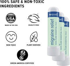 MOXE spearmint-wintergreen-oil blend closeup, cooling relief potential.