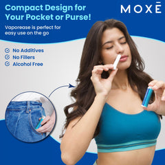 MOXE VaporEase 3-pack packaging shown for portable, non-medicated relief.