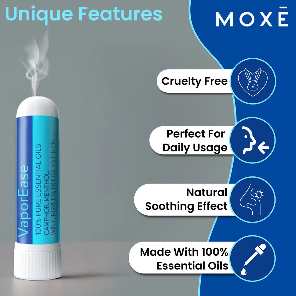 MOXE VaporEase being inhaled for quick, refreshing breath during a busy day.