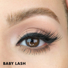 MoxieLash Baby subtle cat-eye look enhances daily appearance.