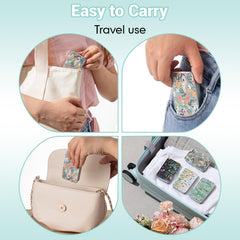 Opened floral dental floss case showing interior storage