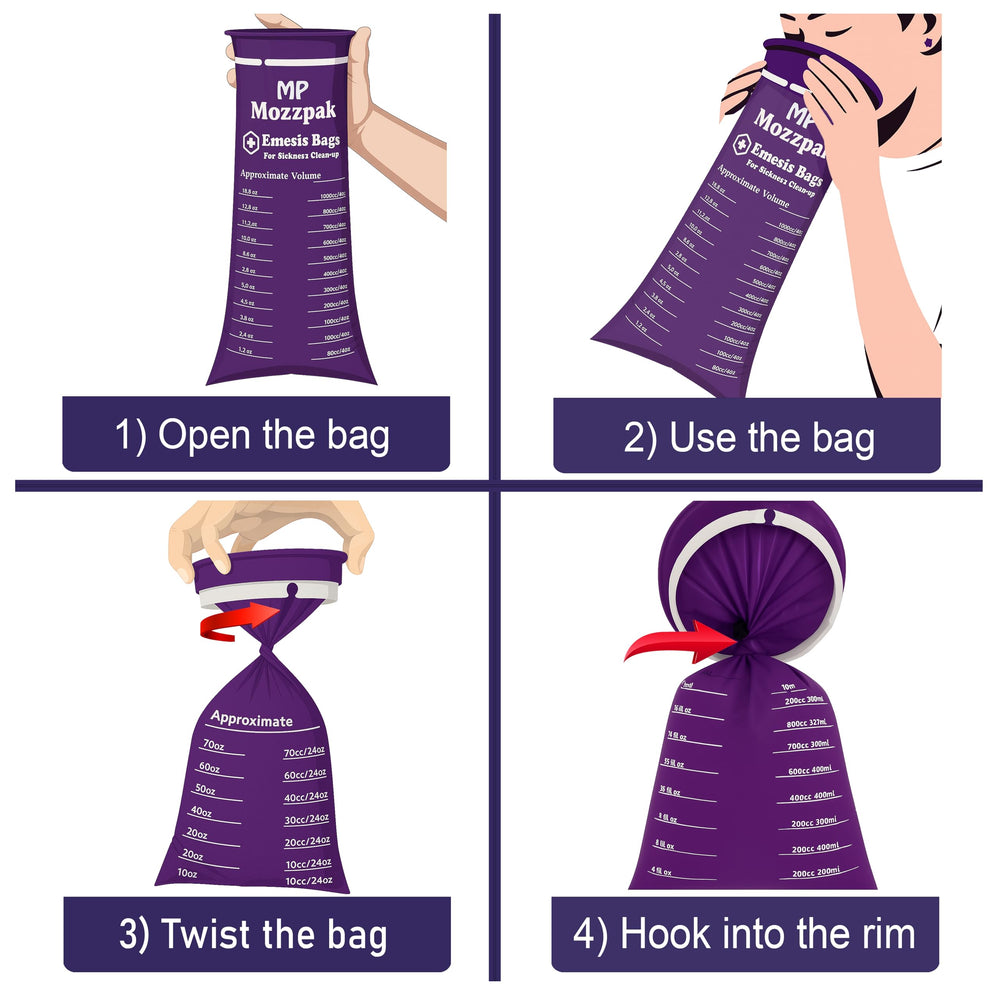 MP Mozzpak emesis bags durable material resists tearing during use