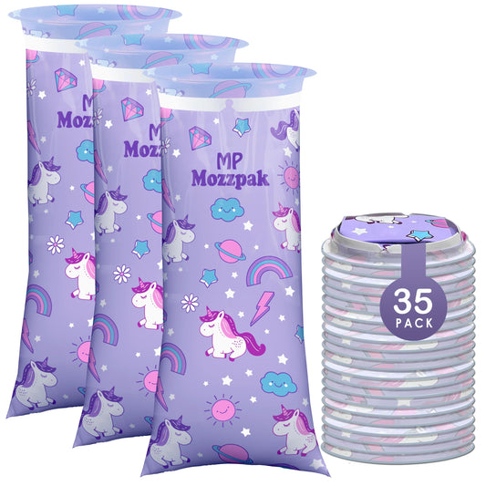 MP Mozzpak Unicorn Kids Vomit Bags blue pack—travel-ready disposal for car trips.