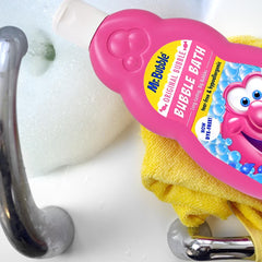 Close-up of Mr. Bubble Original Bubble Bath bottle and label