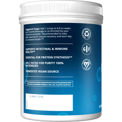 MRM L-Glutamine powder scoop beside container for daily amino support