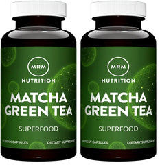 MRM Matcha Green Tea Capsules bottle front view – 60 servings per pack, pack of 2