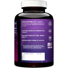 Gluten-free and vegan labeling for MRM MSM 1000mg packaging