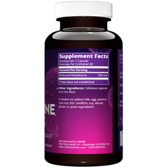 Close-up of MRM Reduced Glutathione 500mg bottle and label