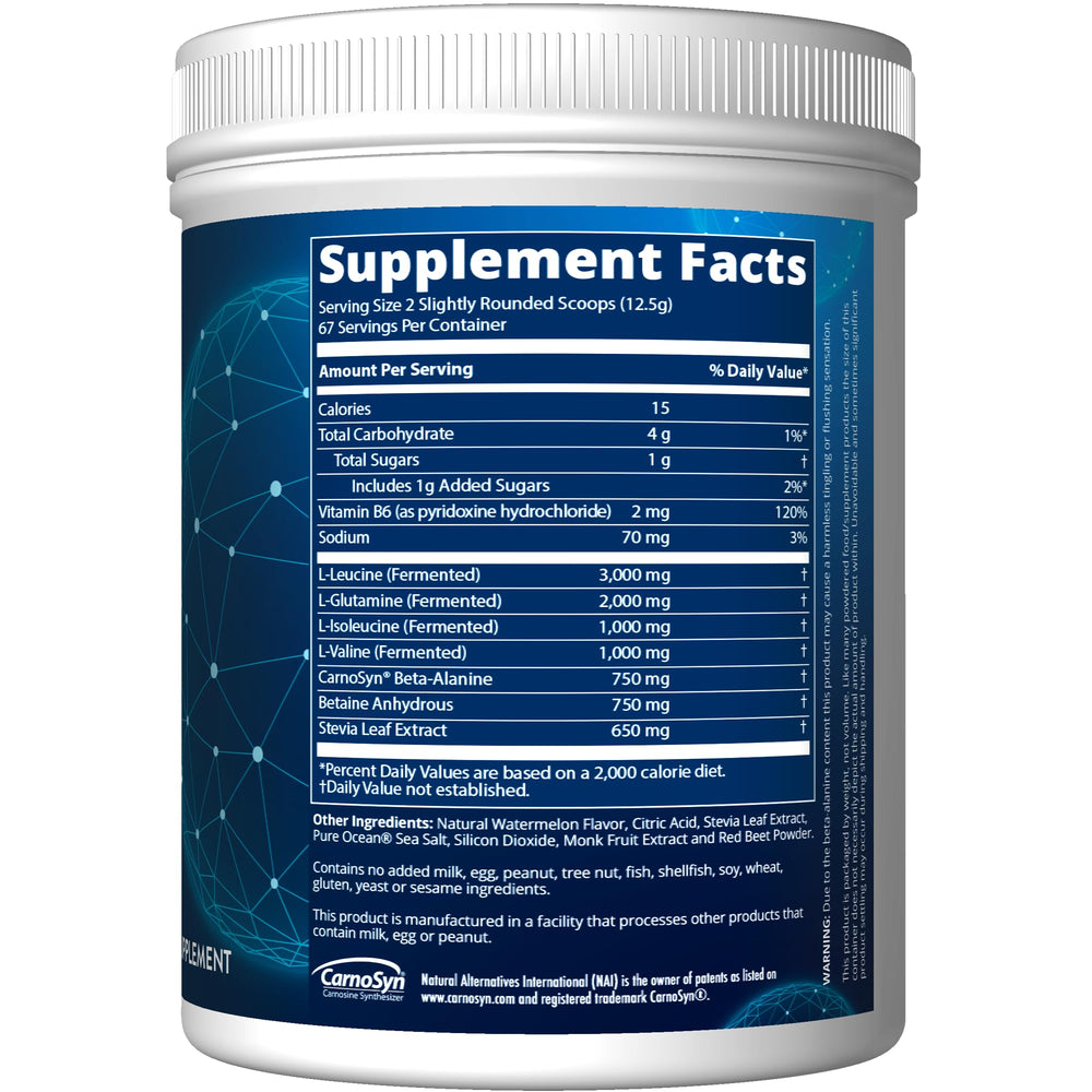 MRM Reload BCAA+G Watermelon tub back panel
