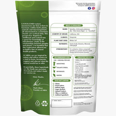 Spirulina powder bottle ingredients panel