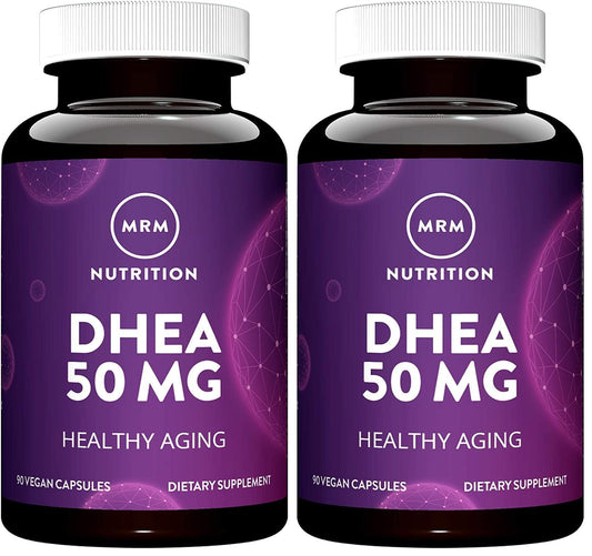 MRM Nutrition DHEA 50mg bottle in a pack of 2 (90 servings) front view