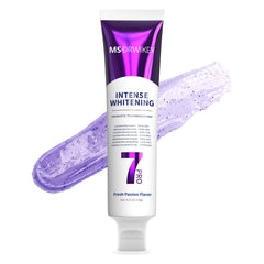 MSDRWIKEY Popping 7-Pro Whitening Toothpaste bottle with purple beads