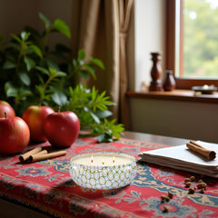 Side view of the 12oz 3-wick apple candle tin