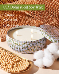 Close-up of triple lead-free cotton wicks in the apple candle