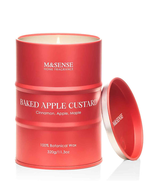 Front view of M&SENSE Baked Apple scented candle