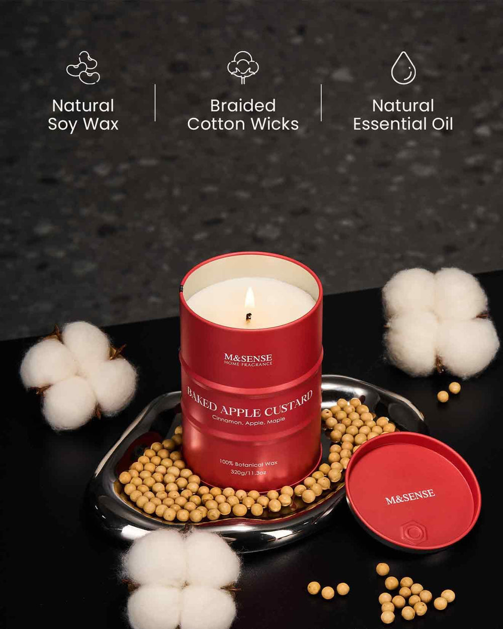 Candle in elegant gift box packaging