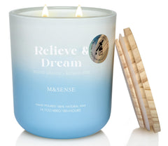 Front view of M&SENSE Blood Orange & Blushed Rose Aromatherapy Candle in a glass jar
