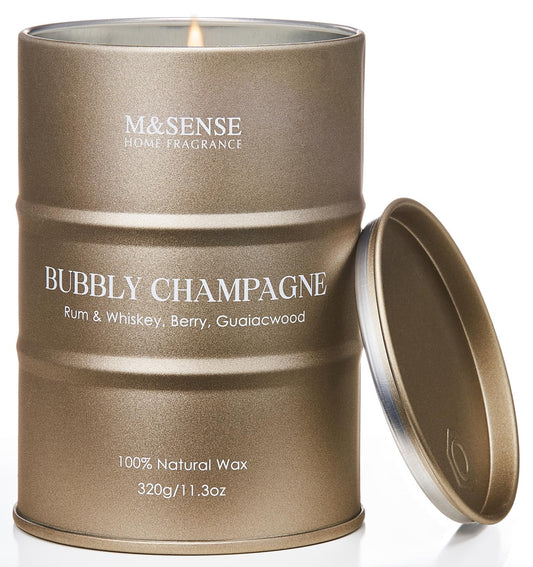 M&SENSE Bubbly Champagne scented candle in elegant gift box – 11.3 oz