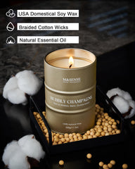 Close-up of candle wick and smooth wax surface