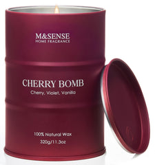 M&SENSE Cherry Bomb candle in a glass jar