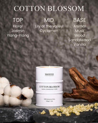 Close-up of natural soy blend wax in a tin
