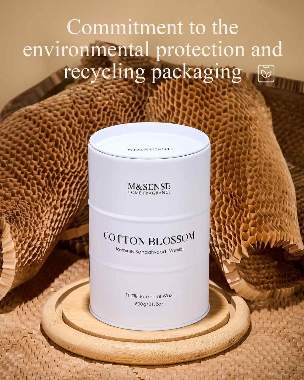 Candle with 120-hour burn time and 21.6oz weight