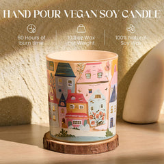 Candle displayed on wooden surface for aesthetic