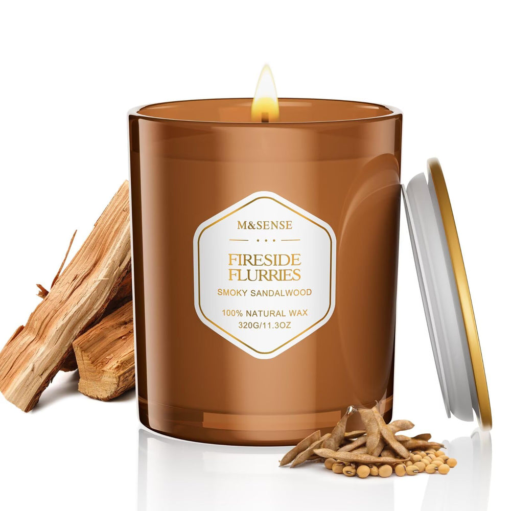 M&SENSE Fireside Flurries Candle 11.3oz smoky sandalwood — product shot