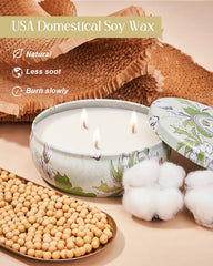 Flower-patterned tin candle for home decor