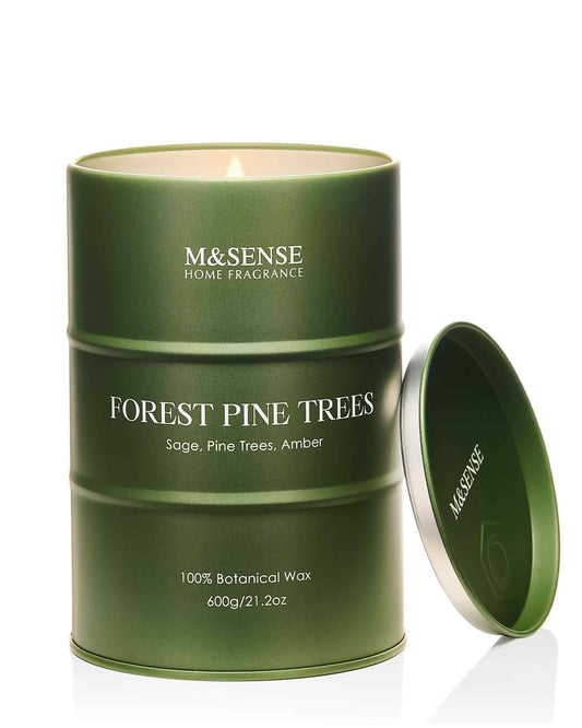 M&SENSE Frosted Pine scented candle tin - 21.2oz (600g) natural soy blend