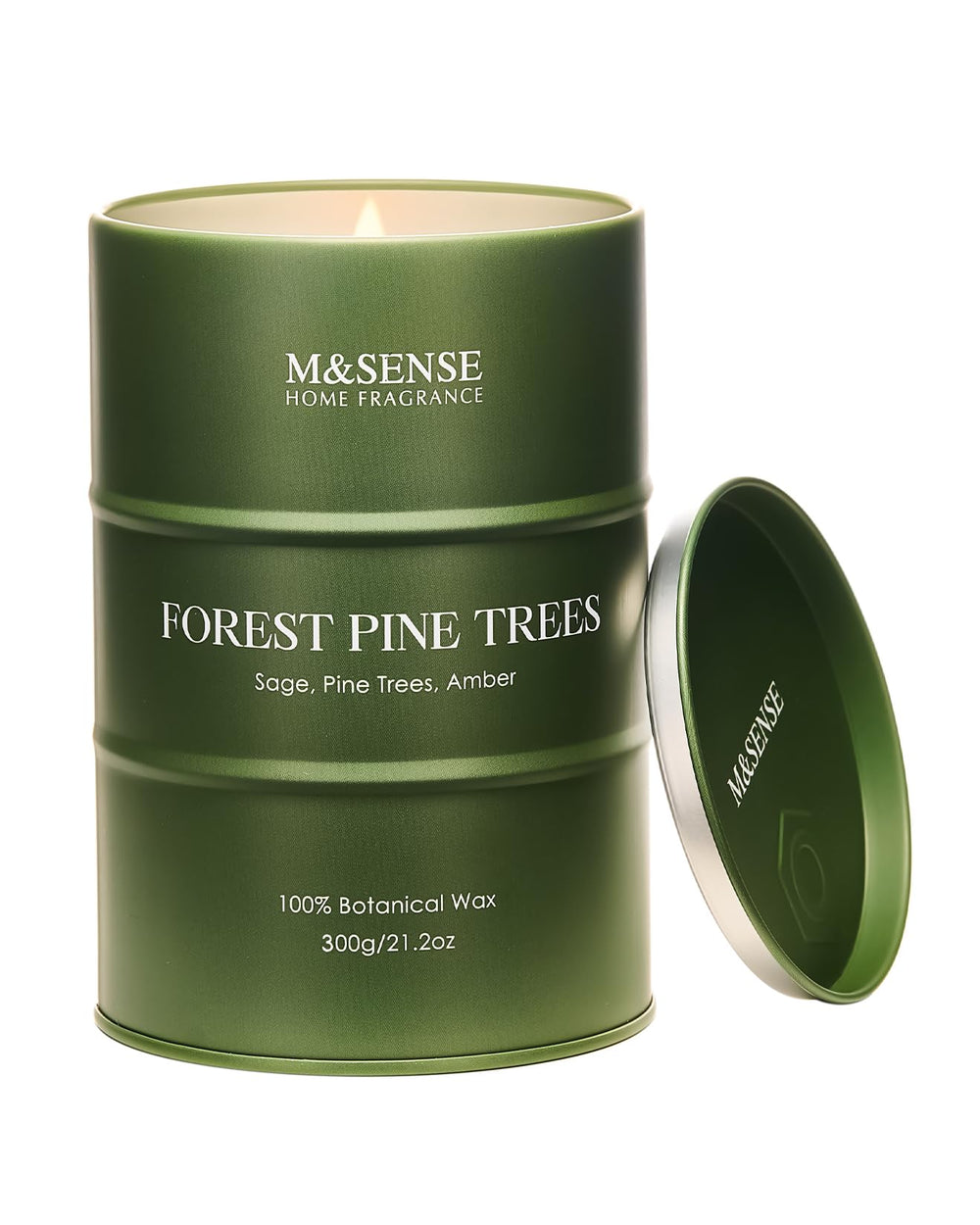 M&SENSE Frosted Pine scented candle in a frosted glass tin