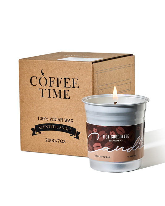 M&SENSE Hot Chocolate Candle 7oz with latte art lid