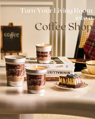 Close-up of latte art lid on M&SENSE Iced Coffee Candle