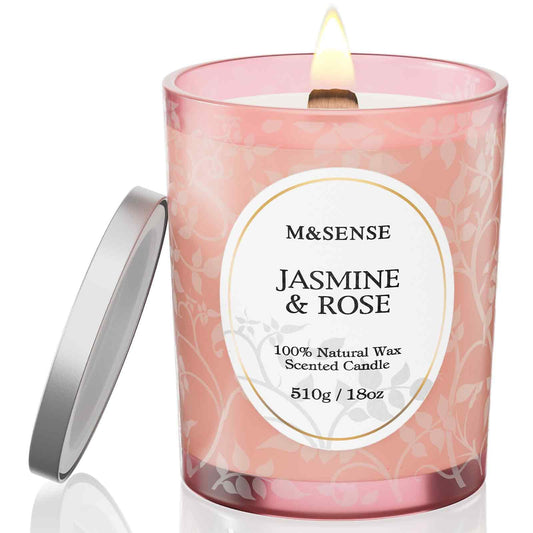 M&SENSE Jasmine Rose candle in an 18oz matte jar
