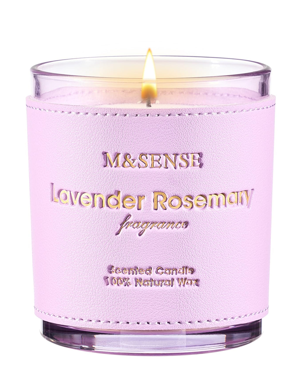 M&SENSE Lavender Rosemary 10oz vegan soy candle in glass jar