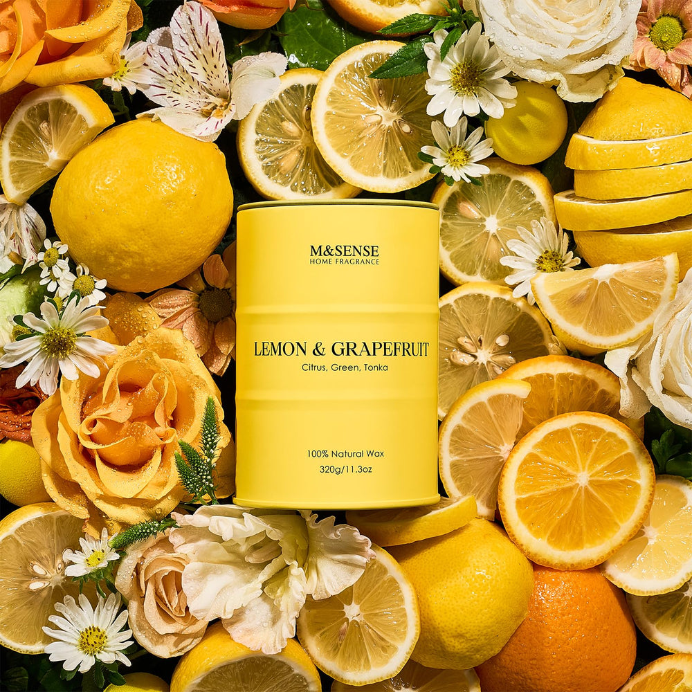 M&SENSE Lemon Candle jar with label