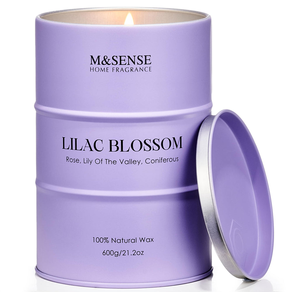 Close-up view of Lilac Blossom soy-palm wax candle surface
