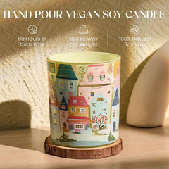Soy wax candle with clean, even burn shown on candle surface