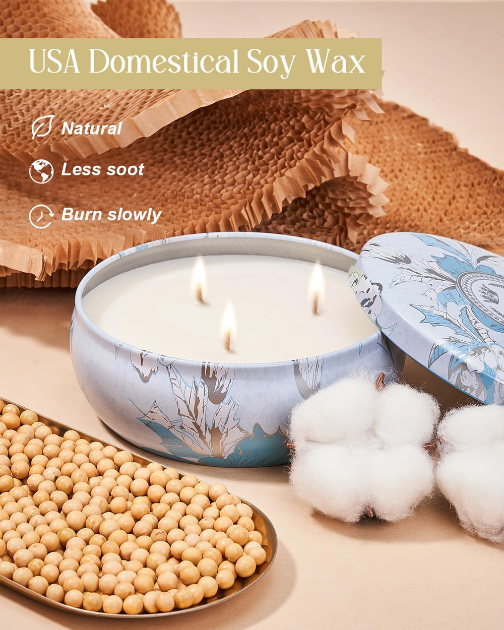Packaging for M&SENSE Ocean Waters candle in recyclable box