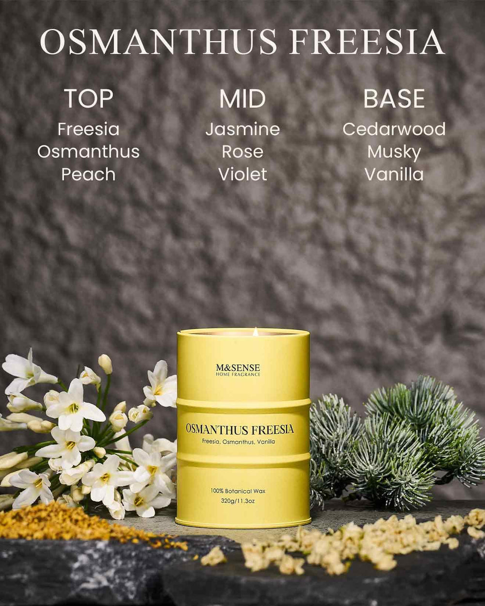Close-up of natural soy blend wax in Osmanthus Freesia candle
