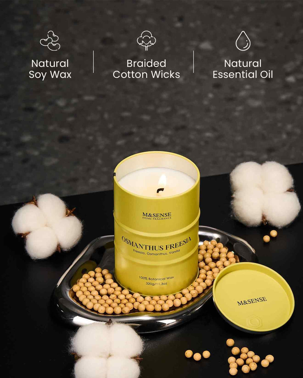 Lead-free cotton wick in Osmanthus Freesia scented candle